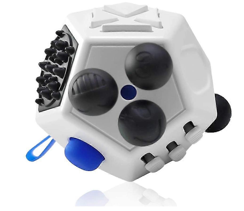 12 Sides Fidget Cube Toys, Decompression Cube with Finger Sensory, Relieves Stress and Anxiety for Children and Adults with Autism (Black)