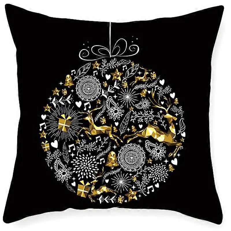 18" Elk Print Christmas Cushion Covers Sofa Decorative Pillow Case Black Gold