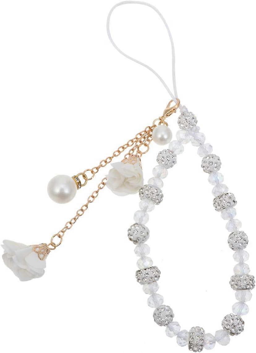 Cell Phone Wrist Strap - Crystal Beads Phone Wrist Strap with Flower Pendant Non-Slip Strap Cell Phone Lanyard Cell Phone Charm