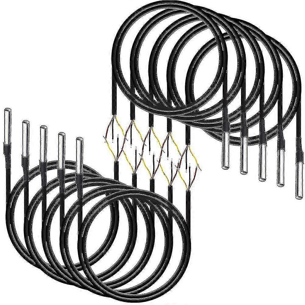 10pcs Waterproof Ds18b20 Temperature Sensor, Digital Temperature Thermal Cable Temperature (-55- +