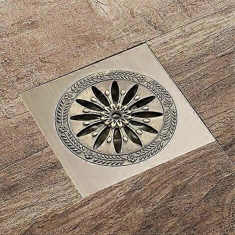 Messing bruseafløb, firkantet gulvafløb lugtsikker badeværelse bruserrist stor kaliber 10 x 10 cm, badeværelse tilbehør