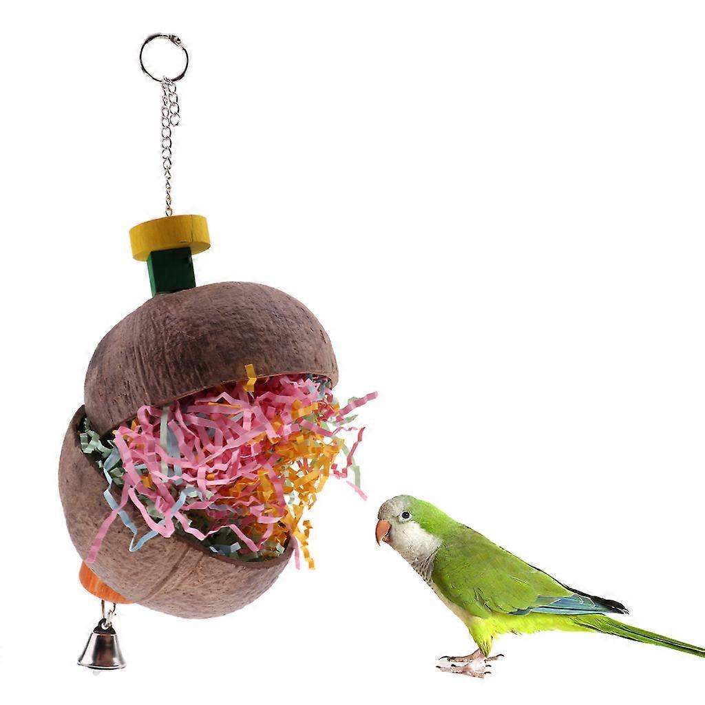 Pet Parrot Coconut Shell Chew Swing Jouet Drawbench Wire Cage Jouets suspendus