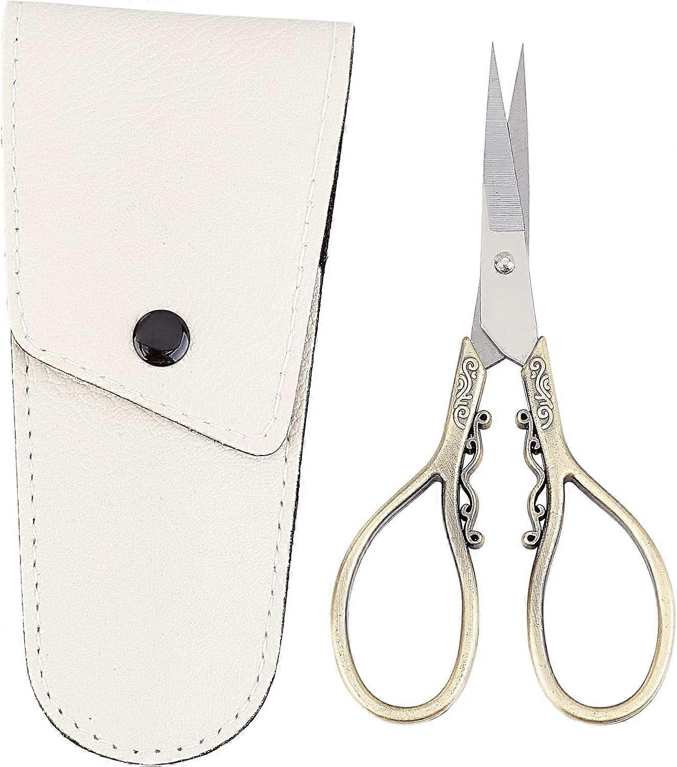 4.3Inch Embroidery Sewing Scissors Small Precision Detail Alloy Scissors Vintage Shears Sharp Cutter & Leather Scissors Tool Holsters for Fabric Paper