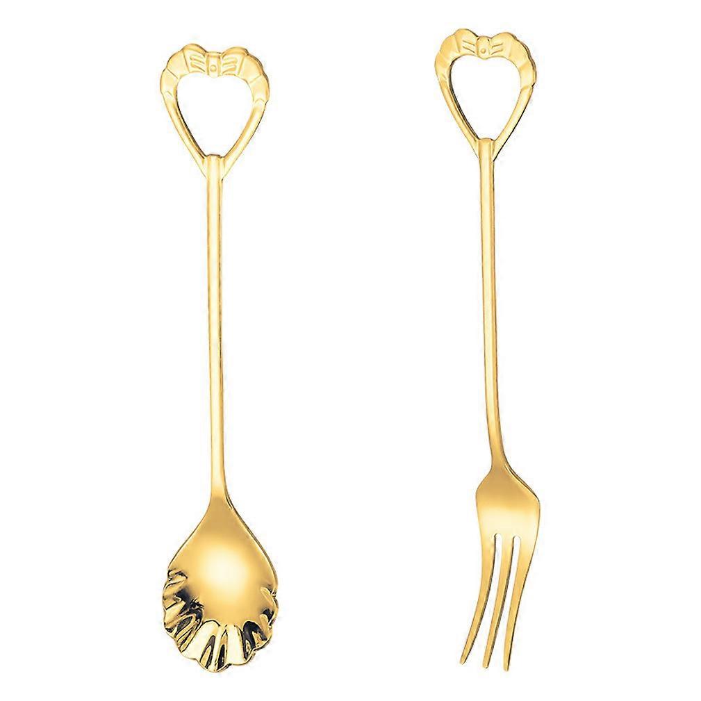 2pcs Cutlery Set Tableware Tableware Coffee Spoon Fork Stainless Steel