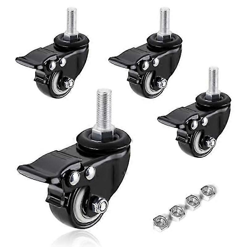 Casters Wheels, Casters Set of 4 Heavy Duty - Threaded Stem Mount (5/16in) Swivel Casters with Brak