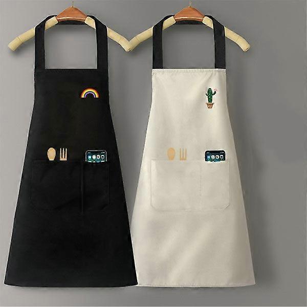 2 Pack Adjustable Bib Aprons, Waterdrop Resistant Apron With 2 Pockets Cooking