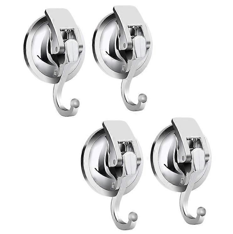 Pack of 4 strong suction cup hooks (silver)