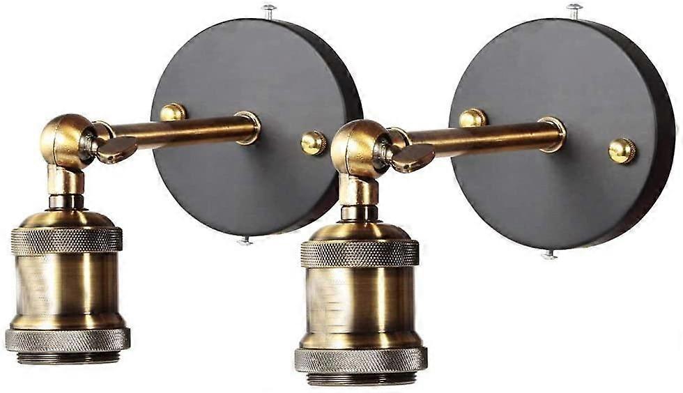 Brass Wall Sconce,Retro Wall Light Round Rustic Retro Pendant Lamp E27 (Bulb Not Included) (2-Pack)
