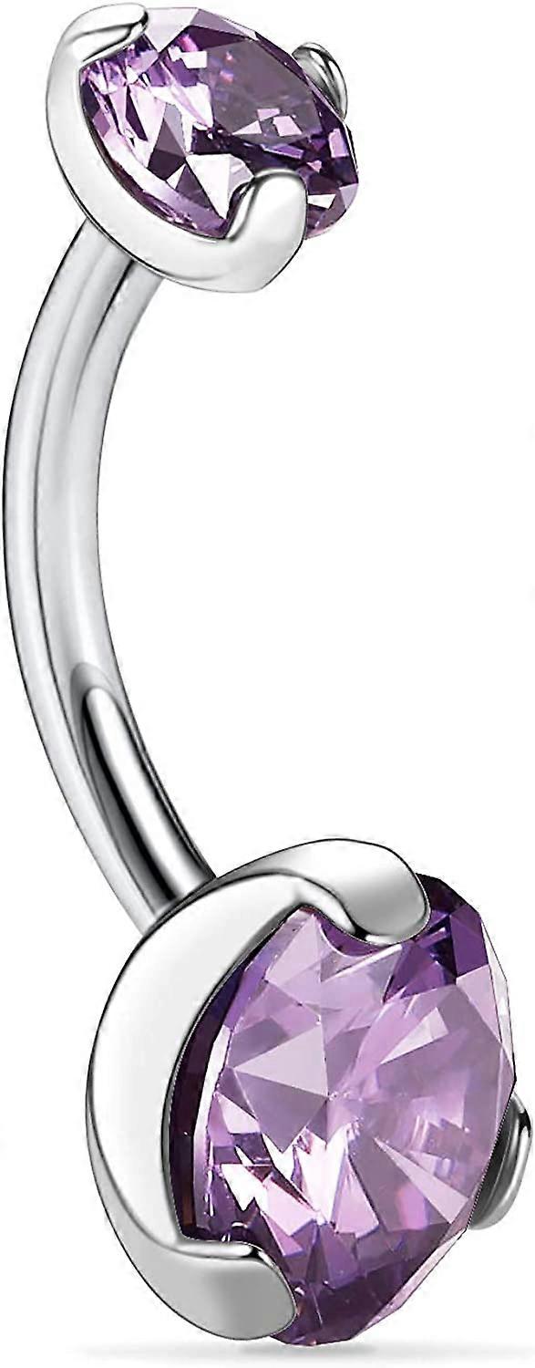 14G G23 Titanium Belly Button Ring with Cubic Zirconia/Opal 10mm Internally Threaded Navel Piercing Jewelry