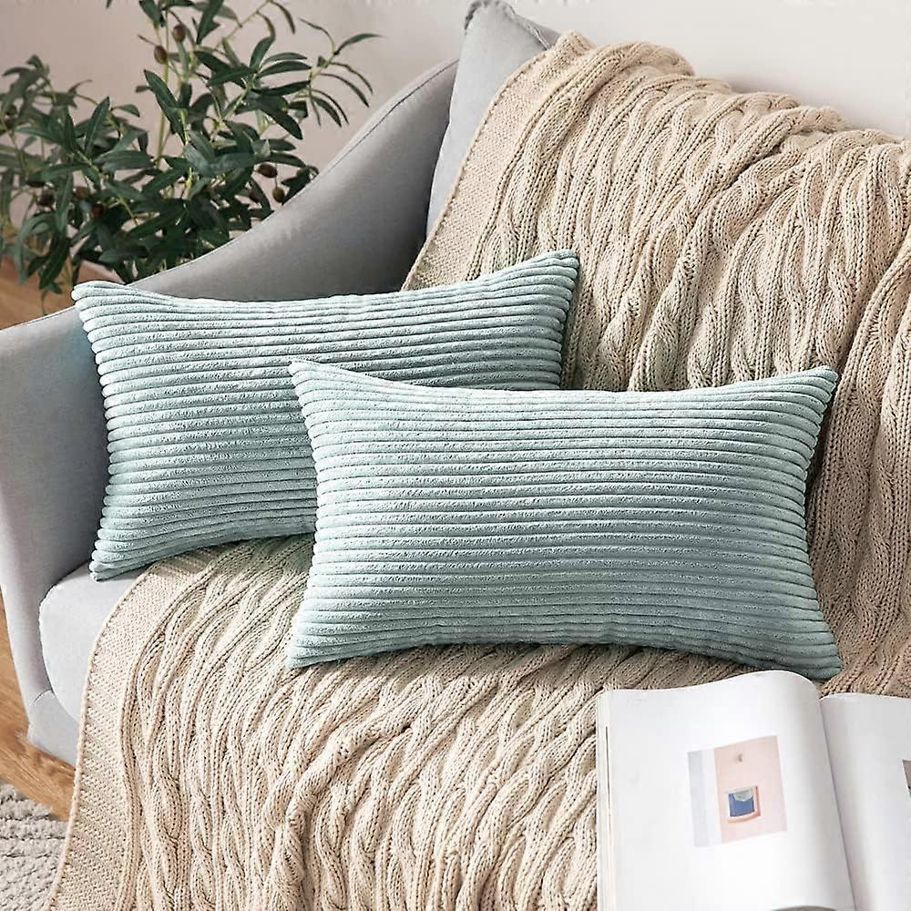 Pack of Corduroy Pillow Covers 12 x 20 Inch Lumbar Throw Pillow