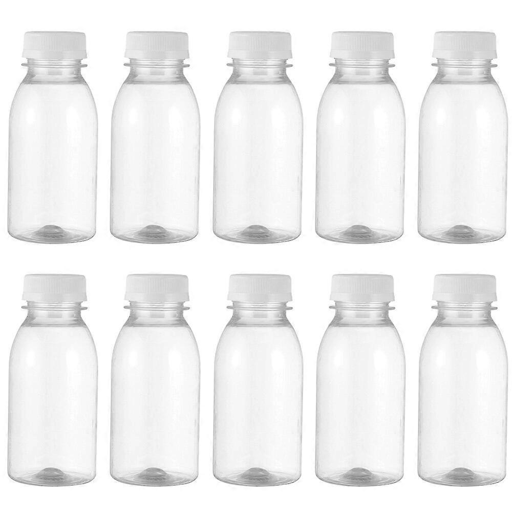 10Pcs 350ML Transparent Plastic Milk Storage Bottles Beverage Drinking Bottles