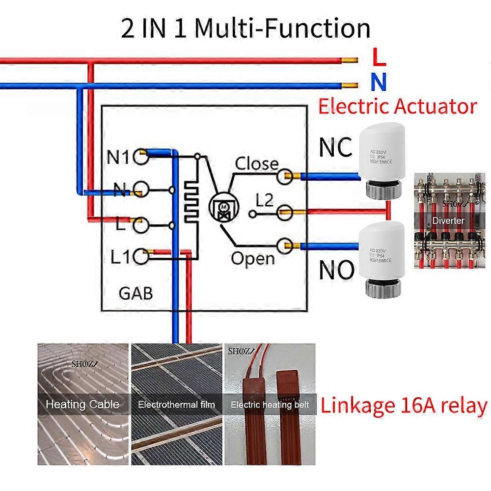 TUYA 2 EN 1 RF WIFI Thermostat intelligent pour chauffage par le sol radiant Contact sec 16A Interrupteur électrique NC / NO Works Alexa Google Yandex