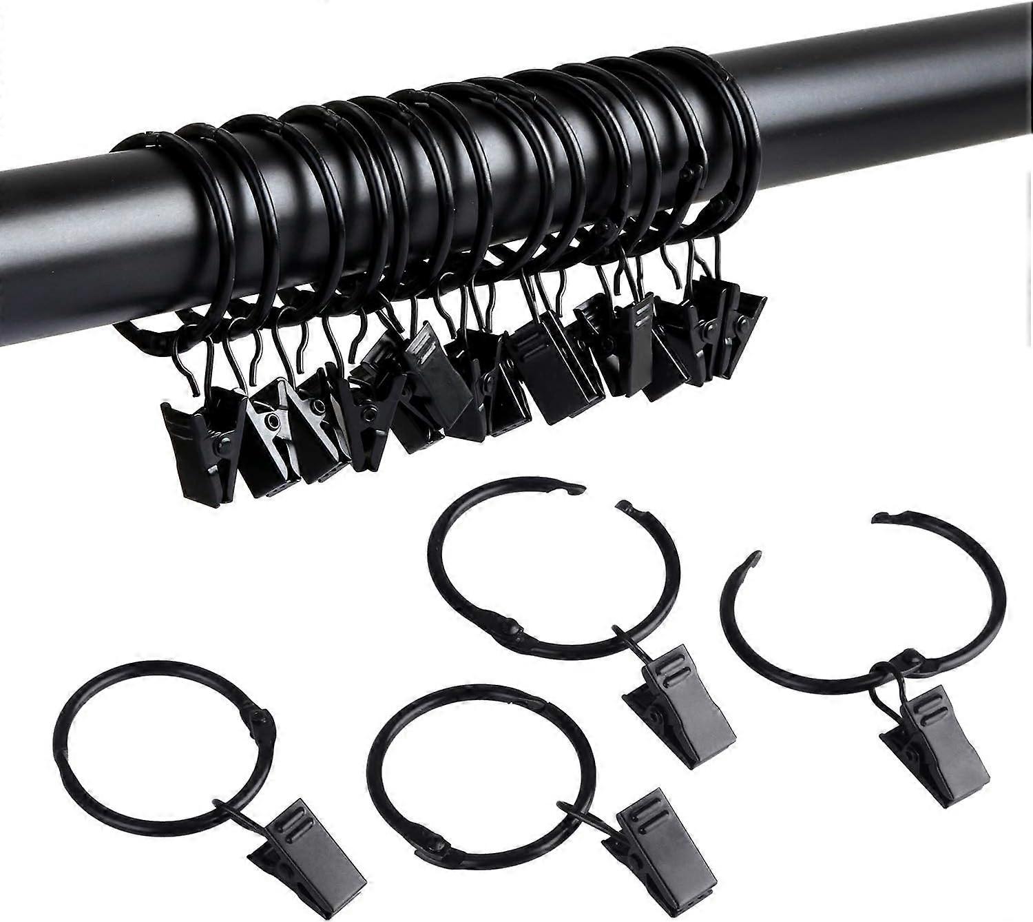 18 Pack de metal Openin Curtain Rings com grampos, 1,22 polegadas de diâmetro interior