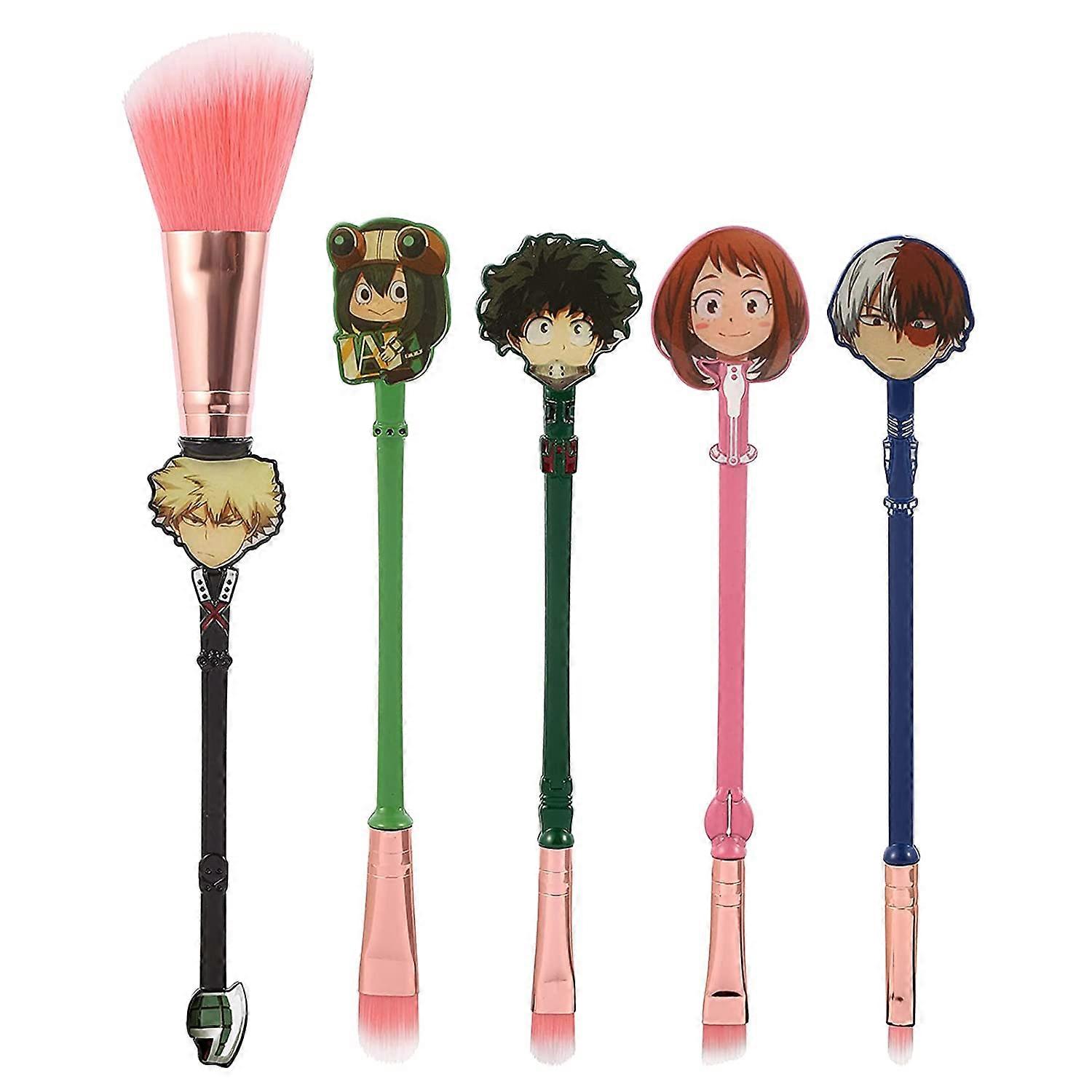 My Hero Academia make-up borstels, 5 creatieve my hero academia karakter thema make-up borstels, premium synthetische foundation oogschaduw borstel set (mijn haar
