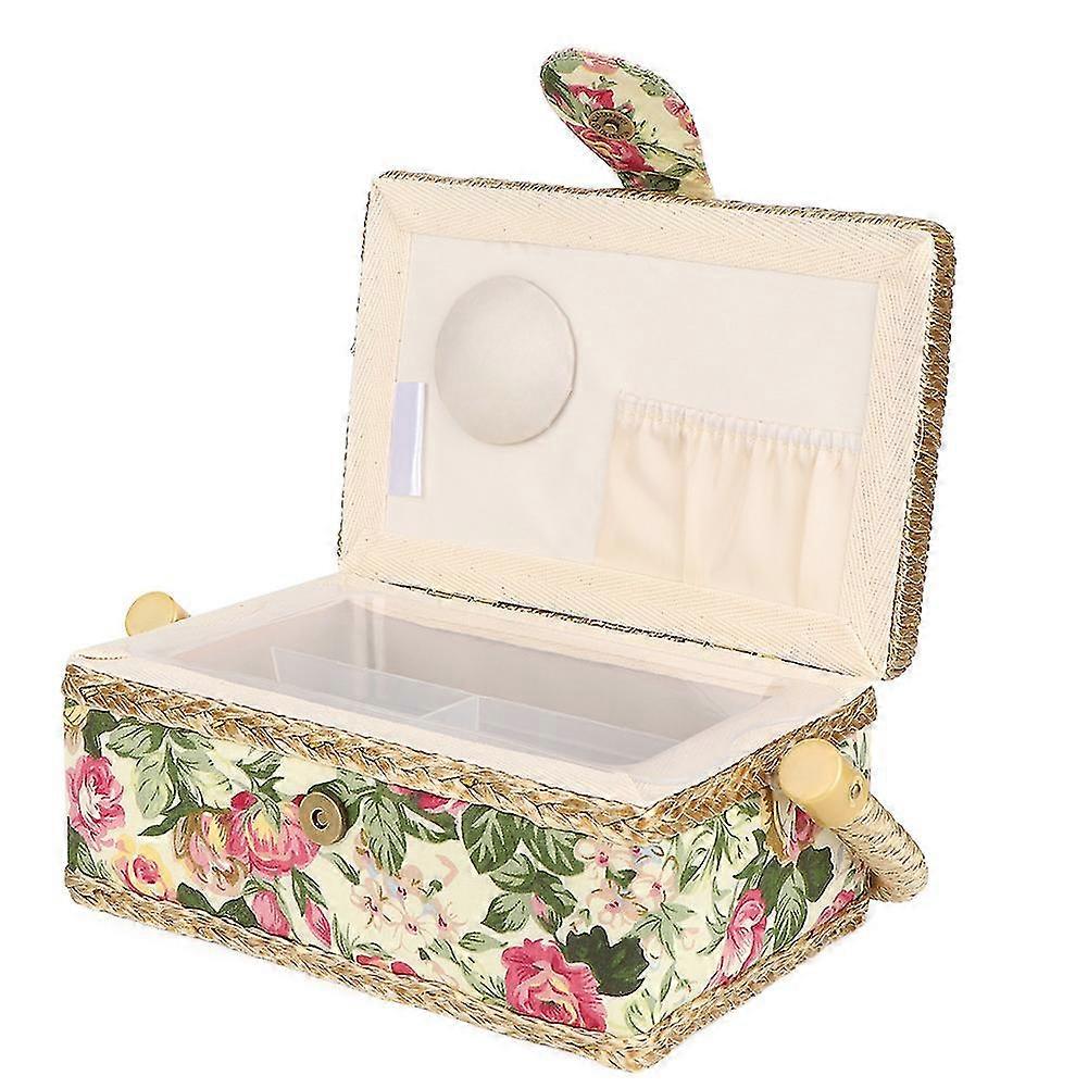 Household Fabric Craft Handmade Sewing Basket Thread Needle Storage Box Organizer (#2)
