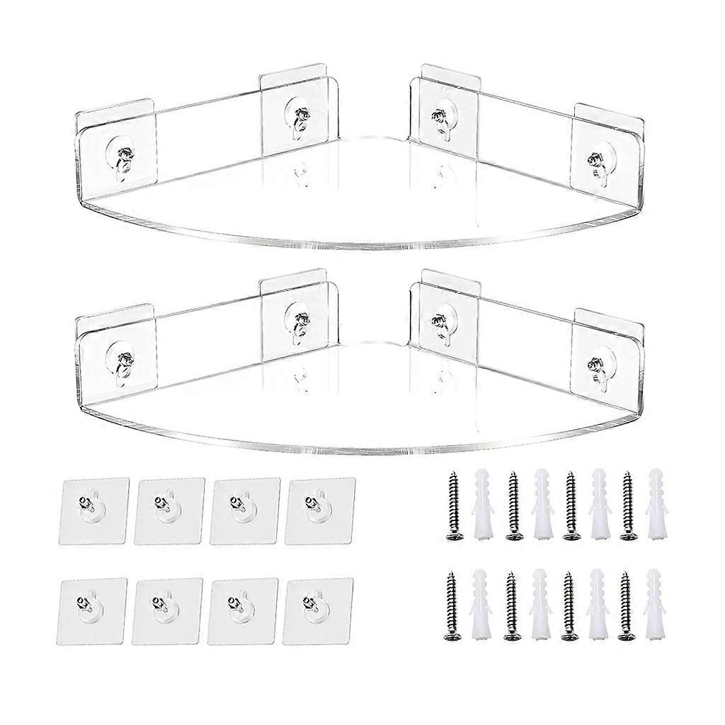 Transparent Corner Shower Shelf Wall Mounted Bathroom Organizer Saving Place