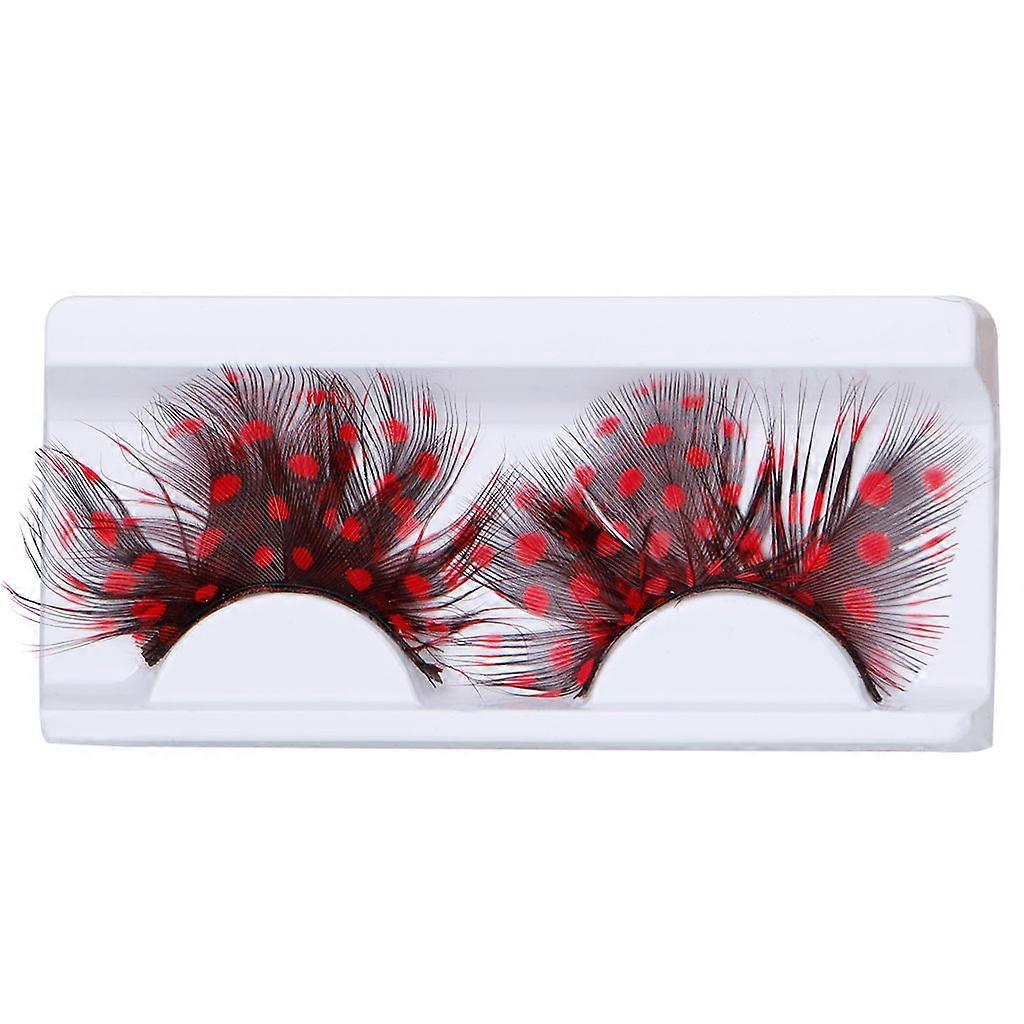 1 Pair False Eyelashes Exaggeration Feather Cosmetic Party Colorful Eye Lashes