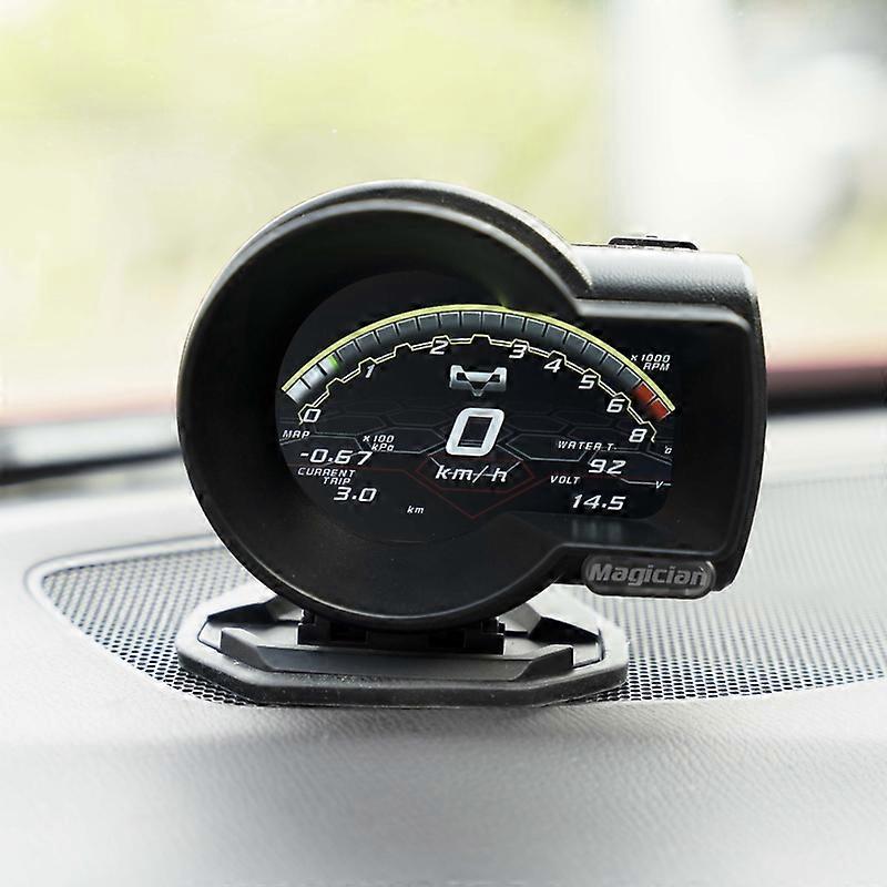 Auto magician OBD multi-function instrument gauge turbine speed water temperature speed voltage fuel consumption 0-100 test HUD