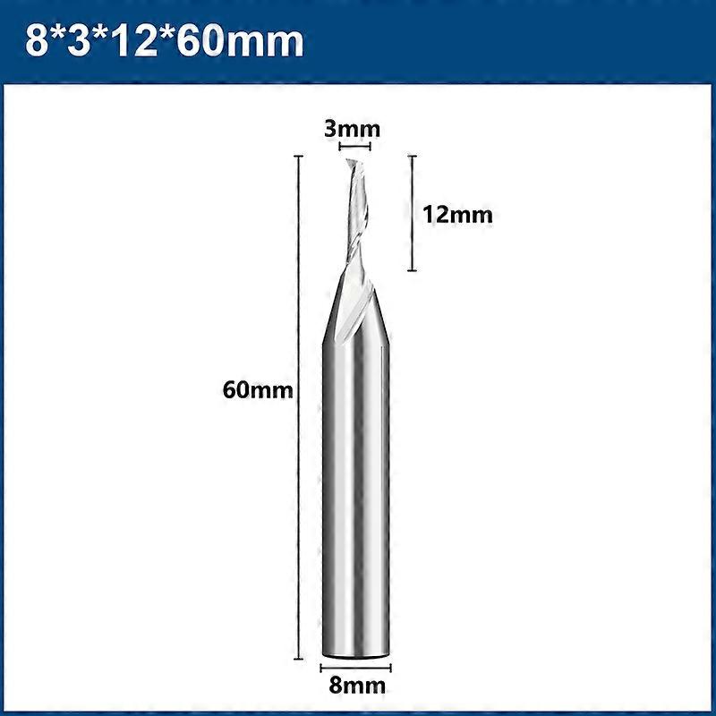 Milling Cutter 8mm Shank Engraving Bit for Aluminum Window Cutting Single Flute End Mill CNC Aluminum Cutter Router Bit