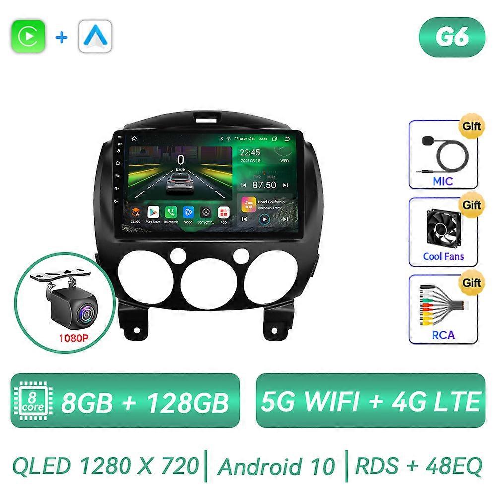 Autoradio Android Pour MAZDA 2 Mazda2 2007 - 2014 Multimédia Lecteur Vidéo Navigation GPS Auto Carplay QLED Écran Tactile Autoradio