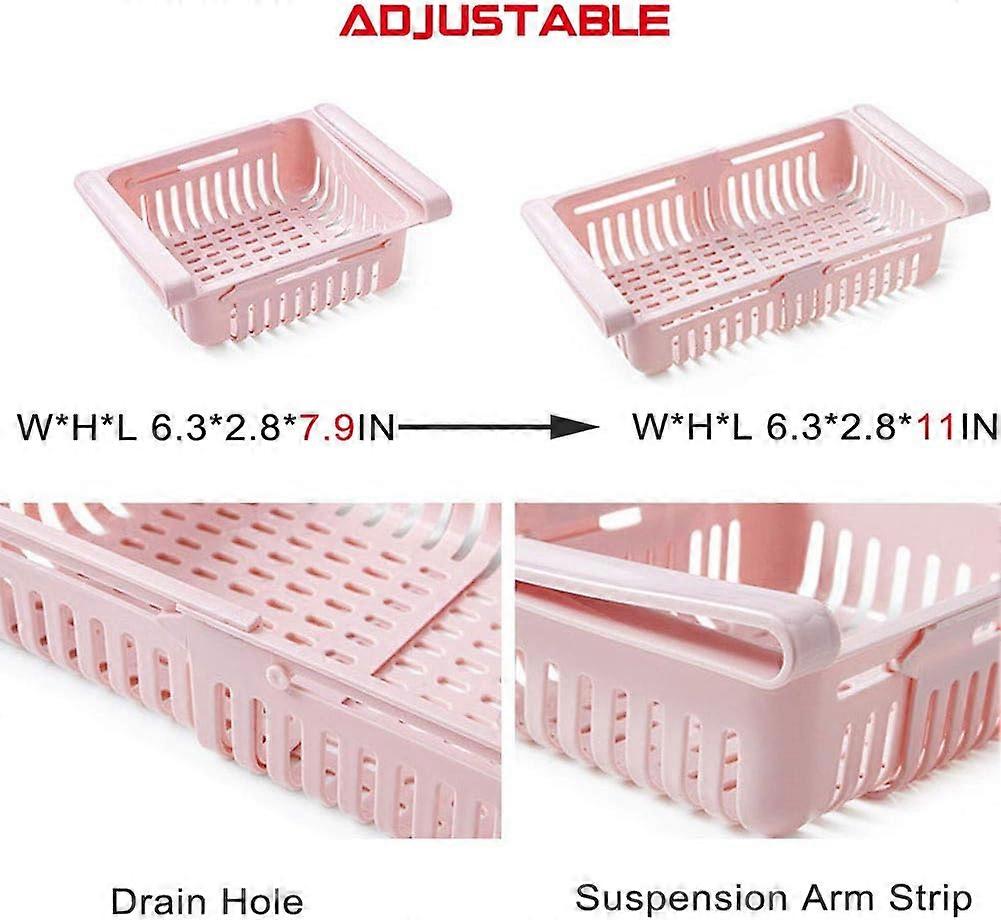 4-Pack Fridge Drawer Organizers: Retractable Storage Drawers for Fridge - Space Saving