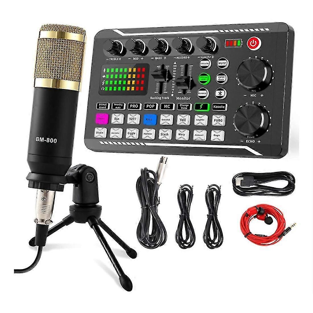 Kit scheda audio F998, kit microfono bm-800, con scheda audio live, mixer audio, microfono a condensatore per PC da gioco