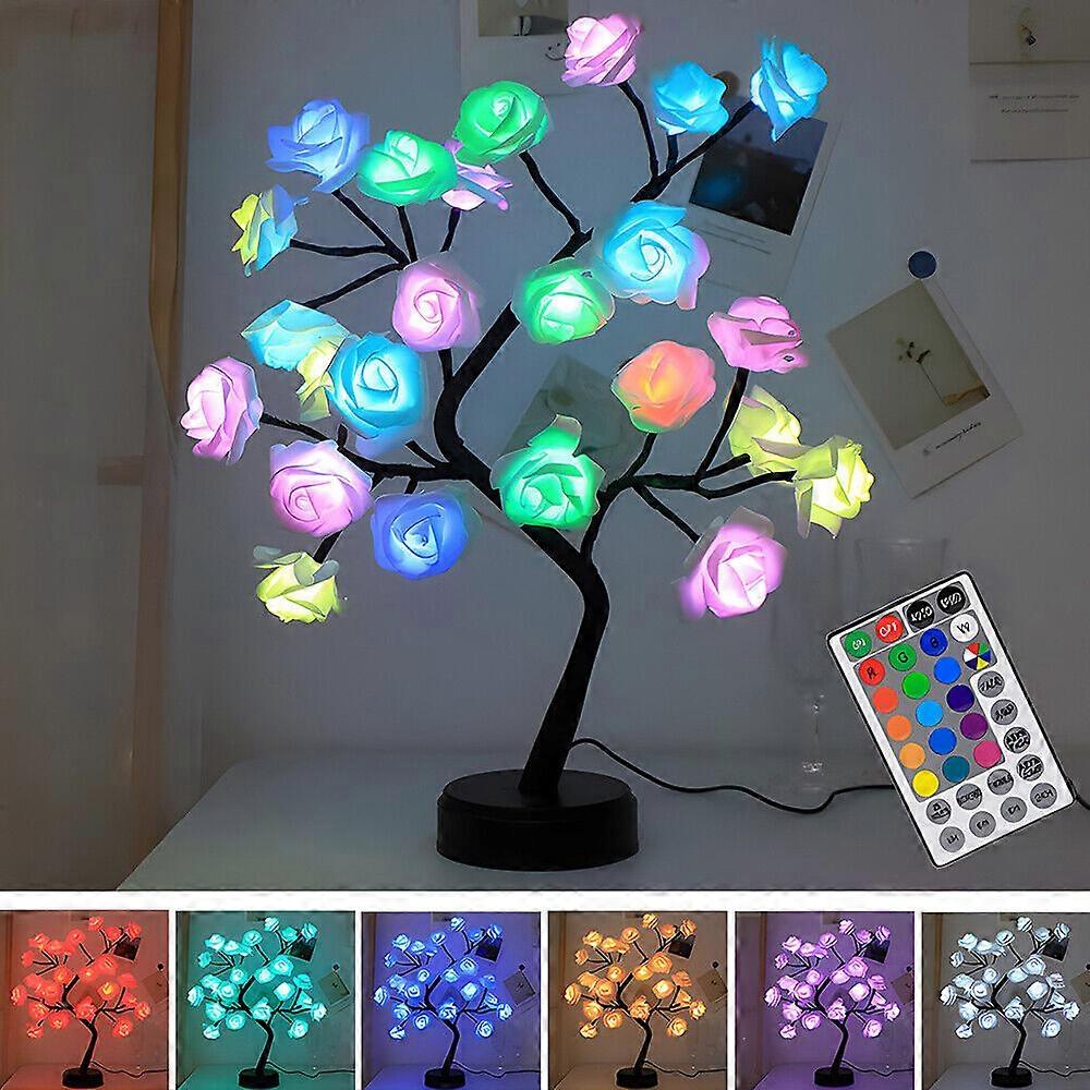Colour Changing Rose Tree Lamp LED Tabletop Artificial Flower Bonsai Tree Lights