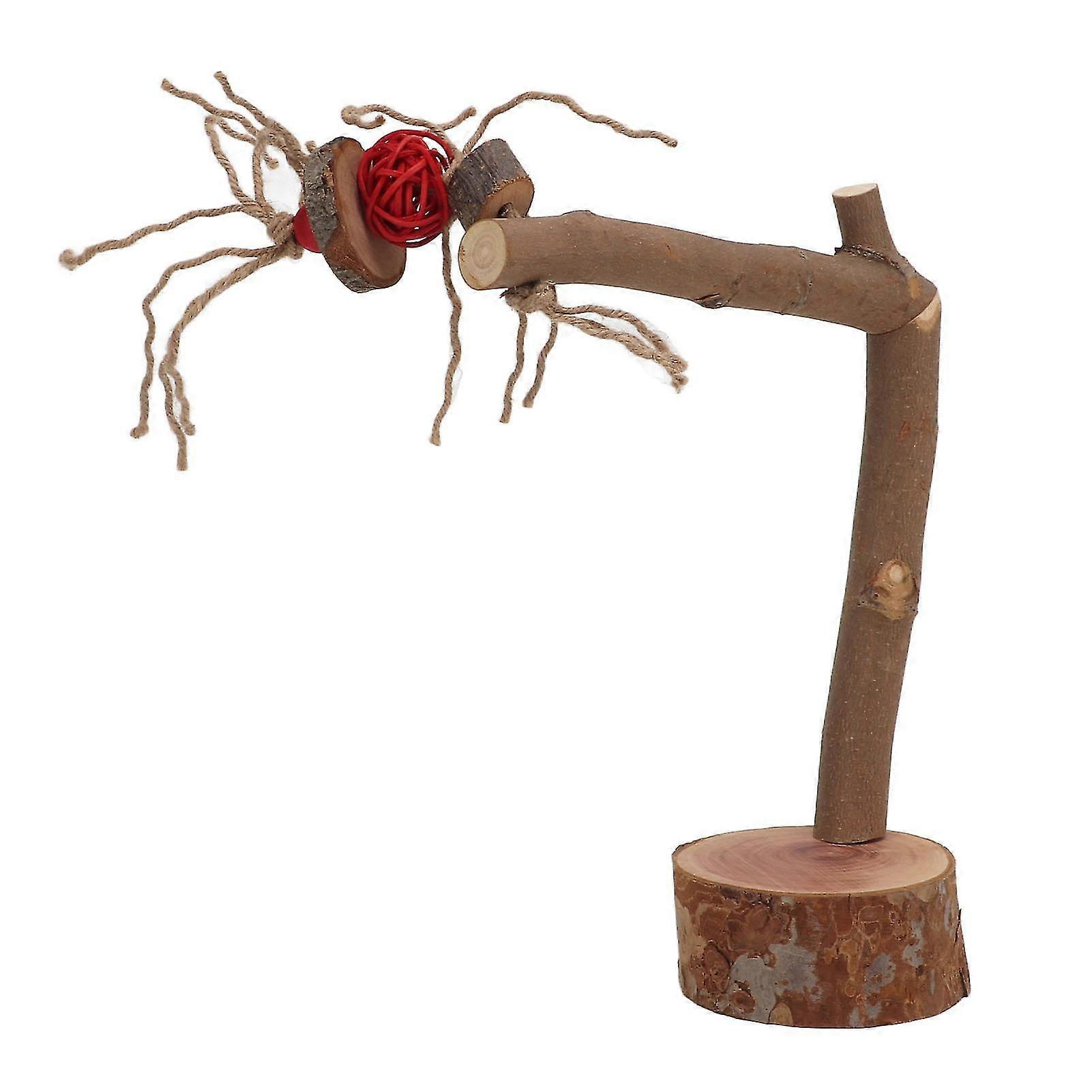 Parakeet Training Perch with Base - Wooden Chewing Desktop Bird Play Ground
