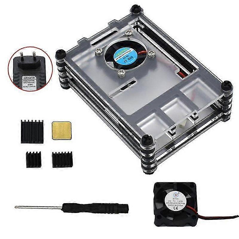 Acrylic Case With Cooling Fan For Raspberry Pi 4 Model B 5v 3a Psu Type C