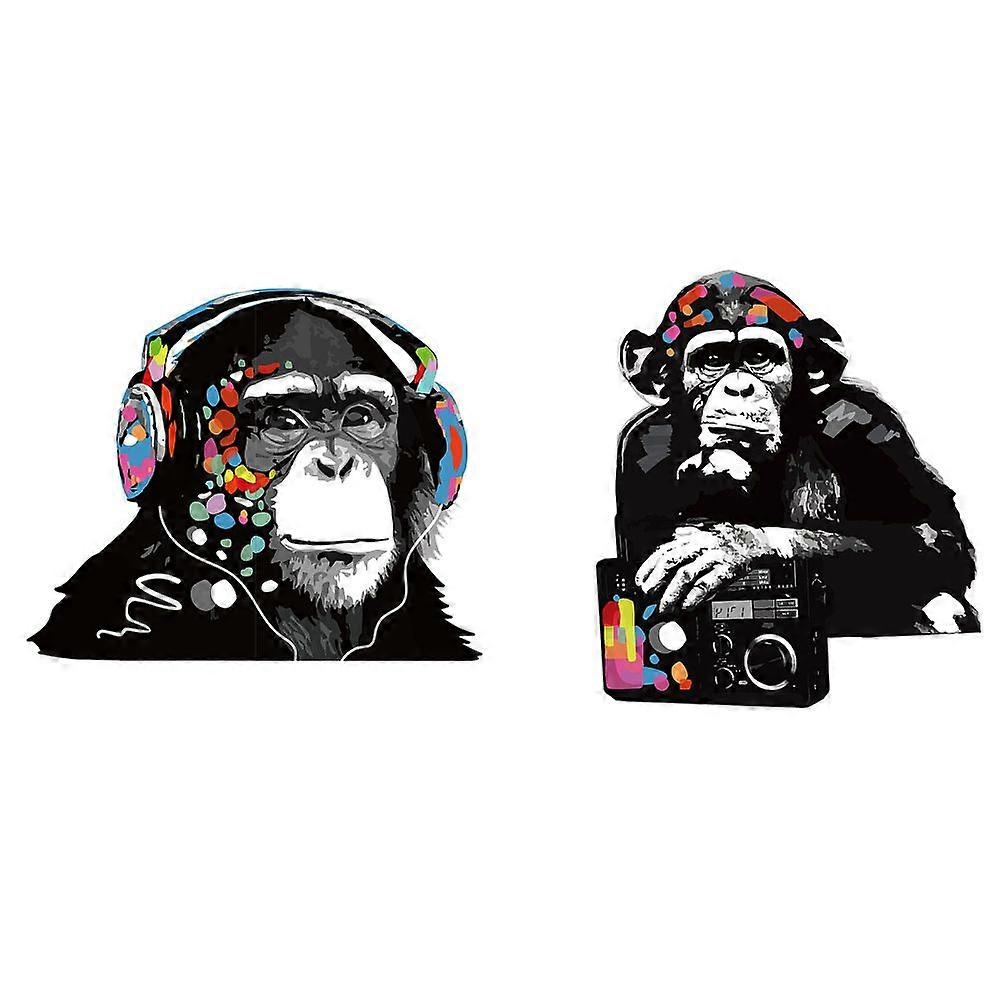 1Set PVC Wall Stickers Wall Decoration Music Theme Monkey Pattern 1180x390mm 2pcs/set