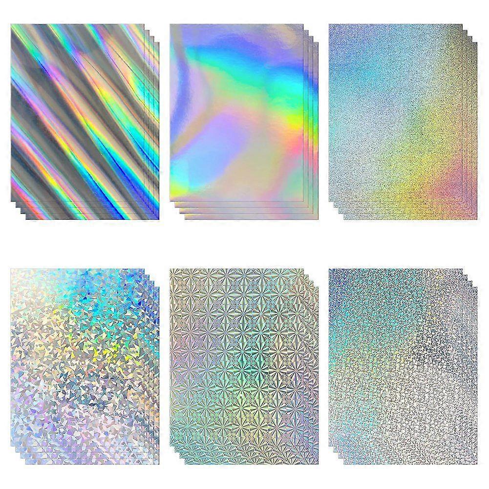 24 Sheets Holographic Cardstock 8.5x11in, 250gsm/92lb 6 Mixed Styles Metallic Cardstock Shiny Iride