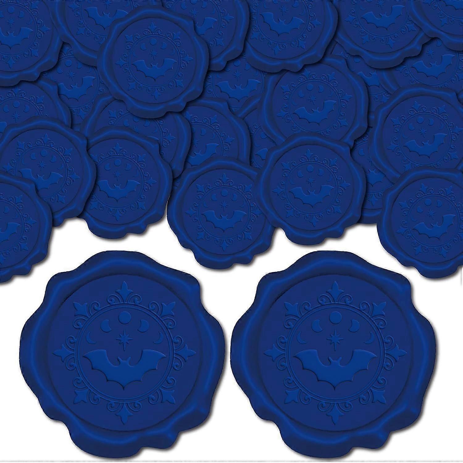 50pcs Bats Adhesive Envelope Sealing Stickers Blue Moon Phases Star Wax Seal Stickers Halloween Decoration Stickers for Wedding Invitation Envelope De