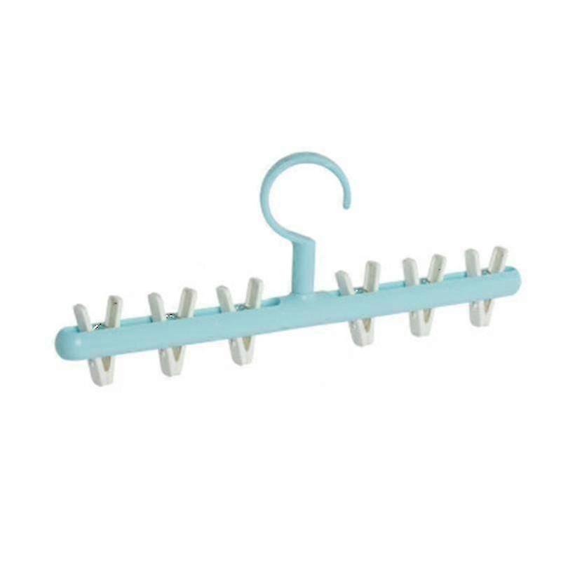 Sock Hanger With 6 Detachable Clips 360 Rotating Space Saving Drying Towel Diaper Baby Clothes Underwear Gloves Bras (blue)