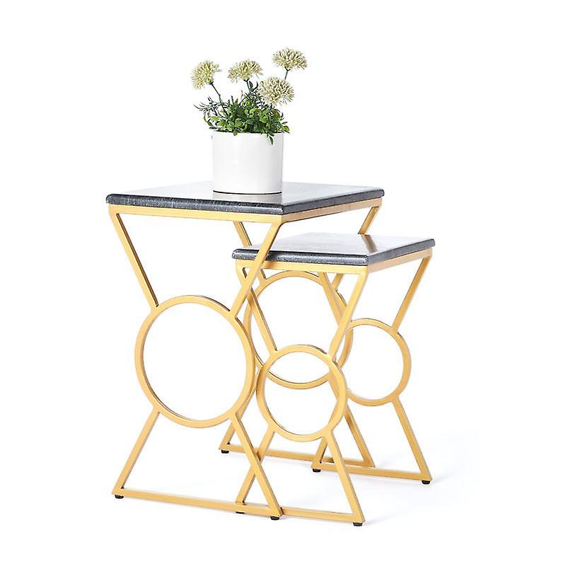 Penguin Home® Rectangular Nested Coffee Tables with Black Marble Top