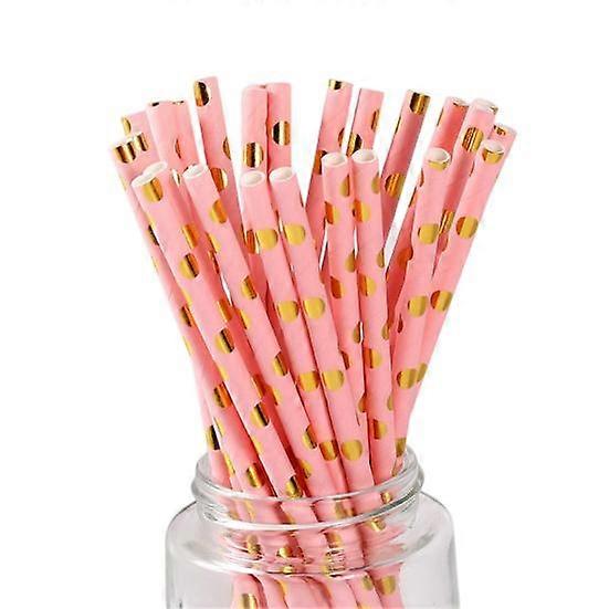 Yousheng 25Pcs/Set Straw Disposable Solid Straight Lightweight Round Drinking Dots Printing Multifunctional Safe Bottles Cup Straws for Home Use