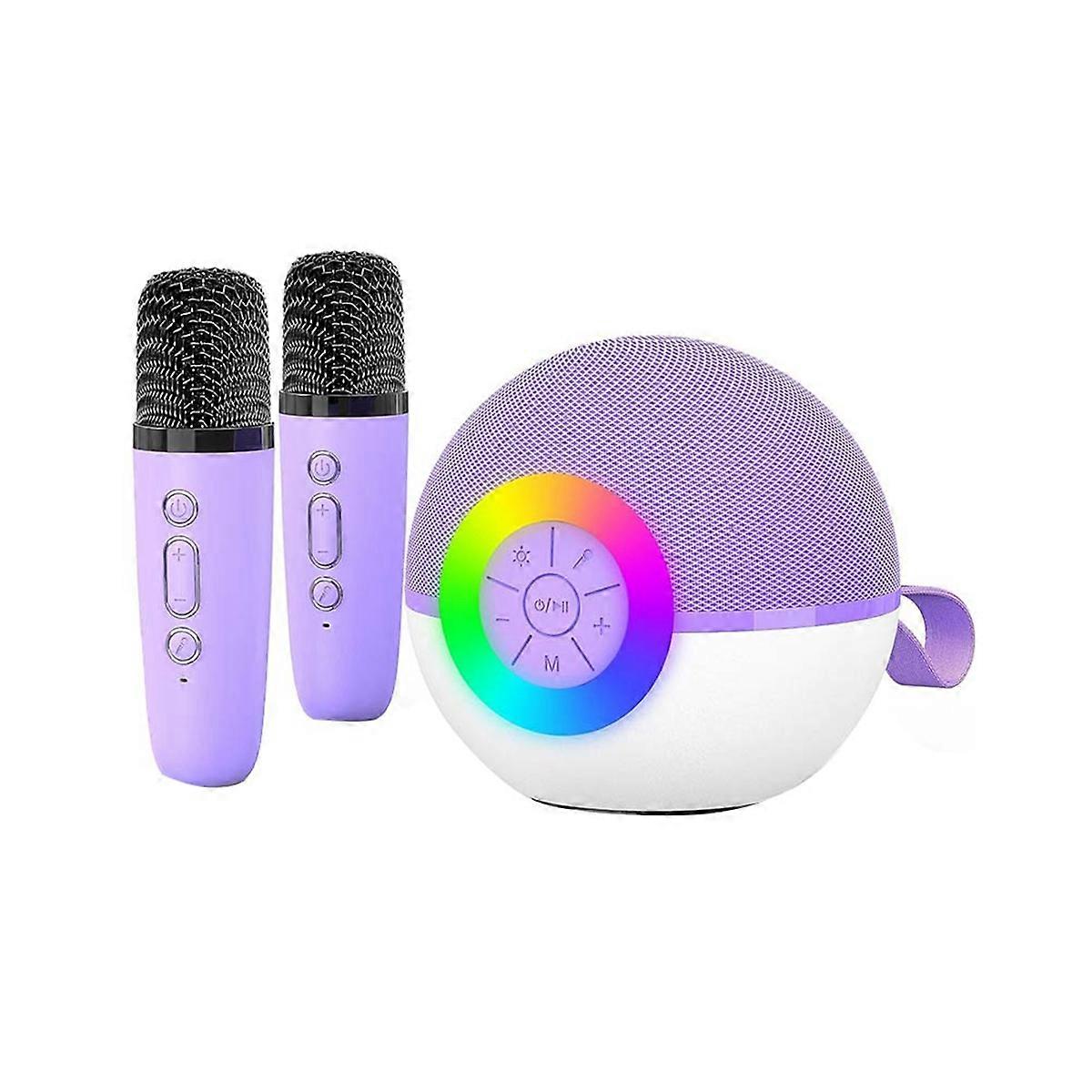 Mini Karaoke Machine with 2 Mic,Portable Bluetooth Microphone Song Toys with LED Light,Chritmas Bir