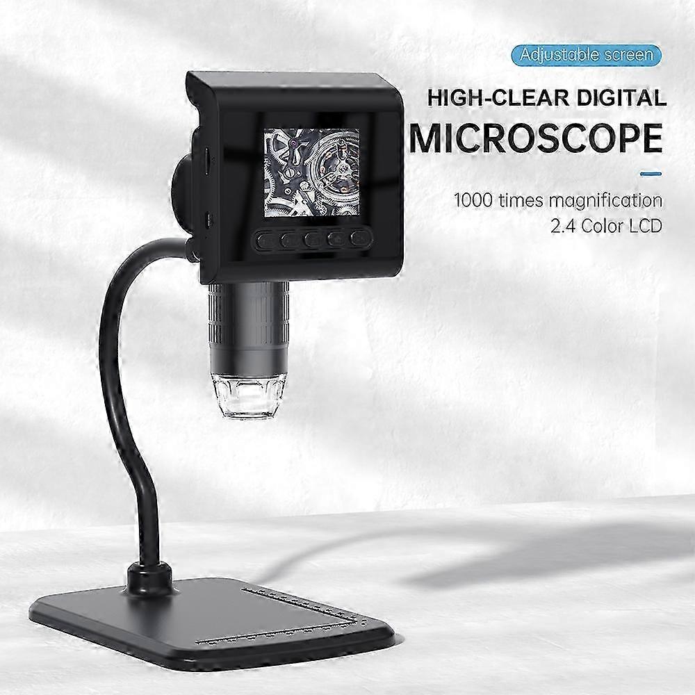 1080P Digital Microscope with 2.4-Inch LCD, 1-1000x Zoom, 180-Degree Rotating Screen