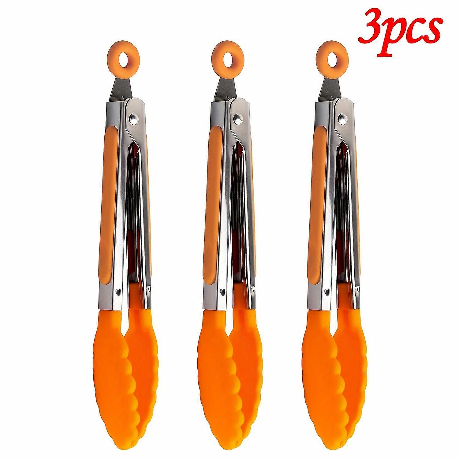 3 قطع / 7 قطع ملقط المطبخ 7 بوصة ملقط سيليكون صغير مع مقابض سيليكون من الفولاذ المقاوم للصدأ والنايلون