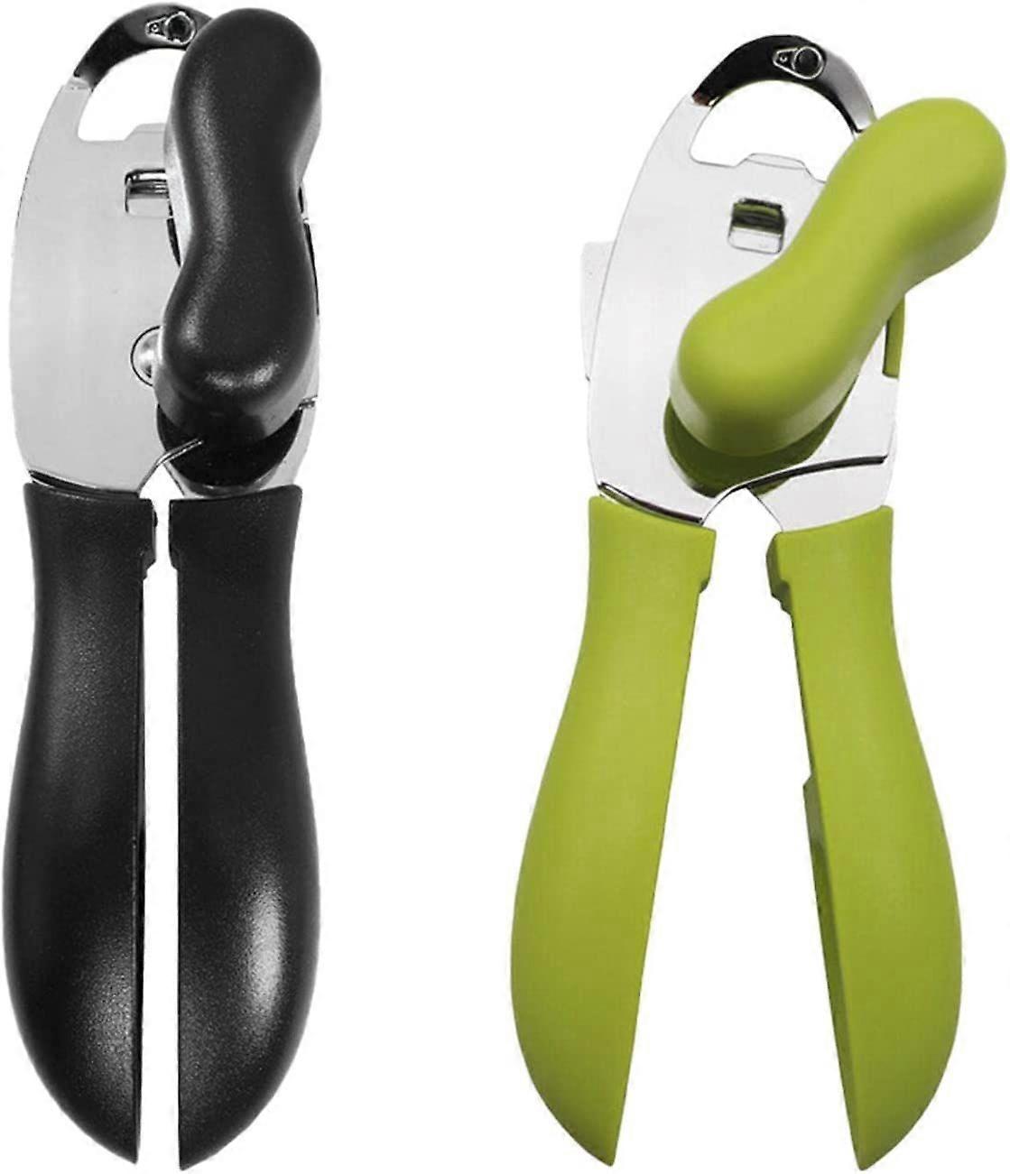 2PCS Manual Can Opener Tool 4 In 1(Green Black)