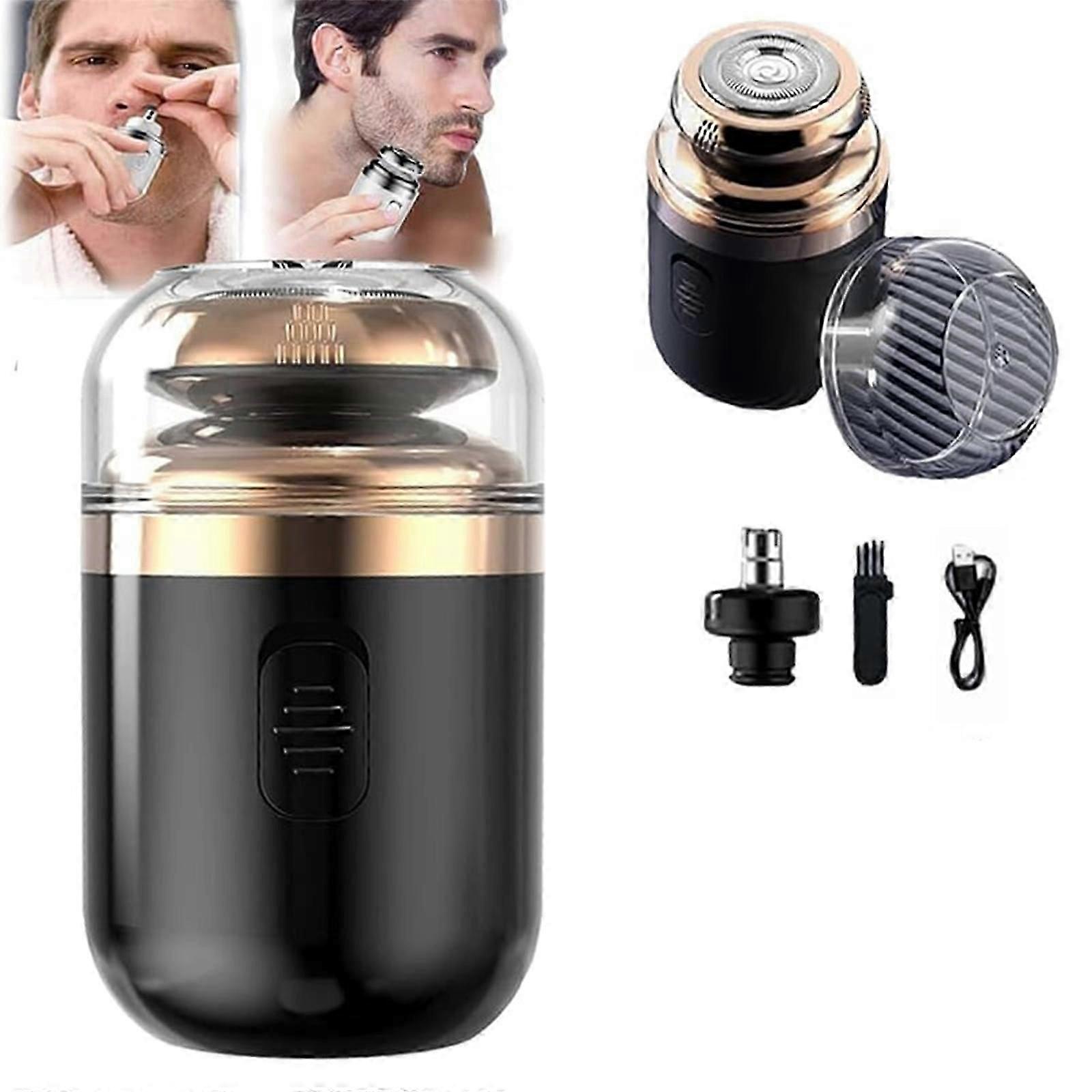 2-in-1 Portable Mini Capsule Shaver , Washable Electric Beard Razor for Men Fast