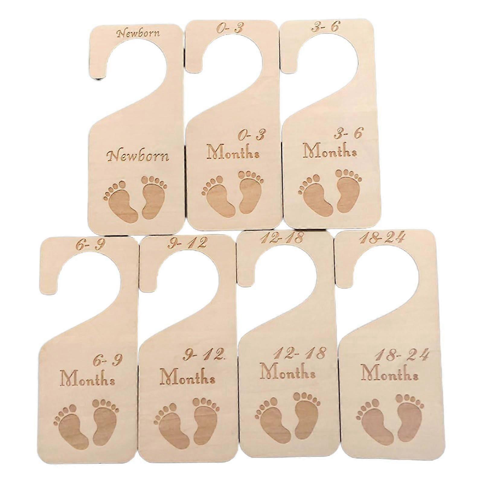 7 Pcs Baby Closet Size Dividers Wooden Baby Closet Organizers from Newborn Infant to 24 Months for Home Nursery Baby