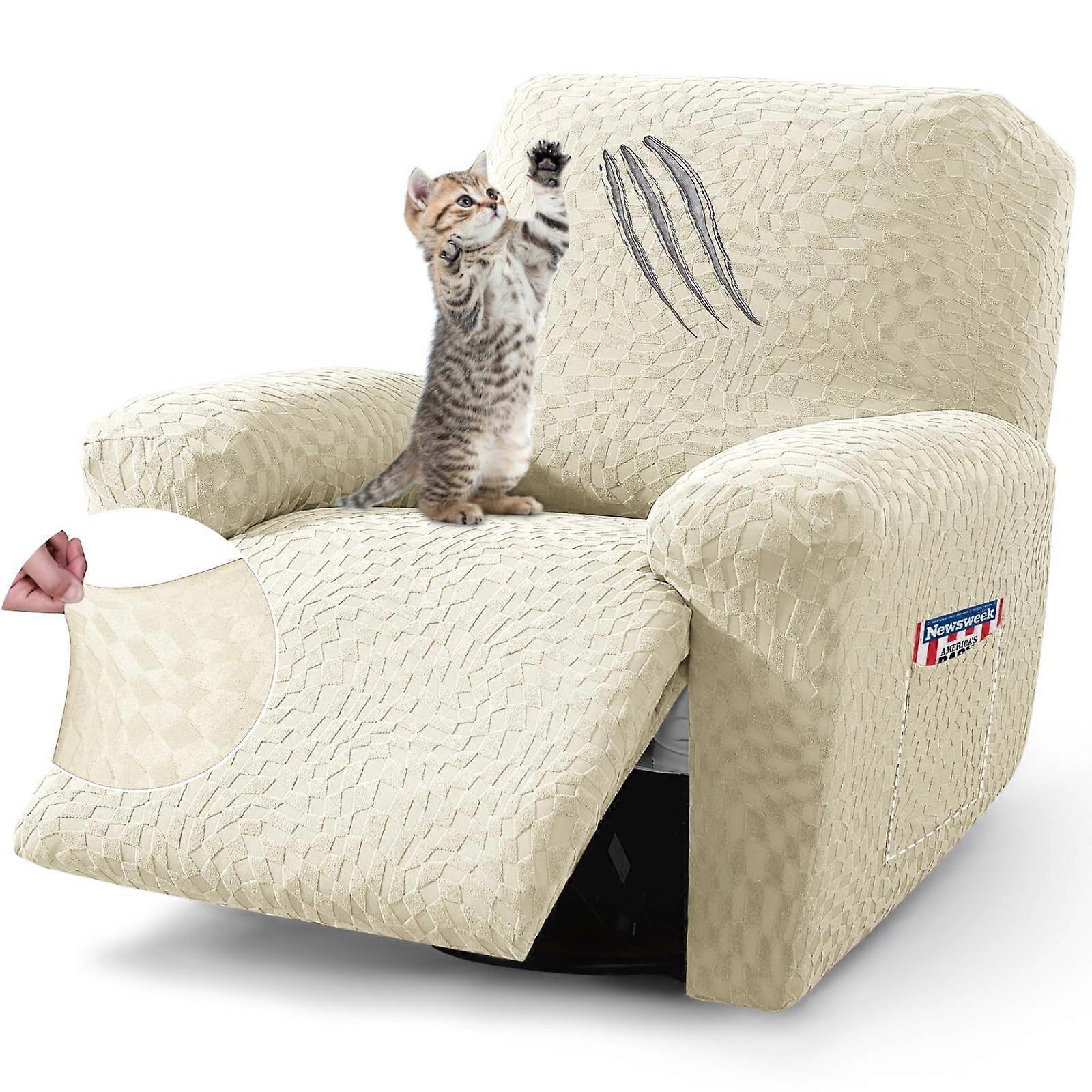 Recliner Chair Caps 24-37 Inch, 3-Piece Slipcover Set With Elastic Edges And Ties, Stretch Fabric