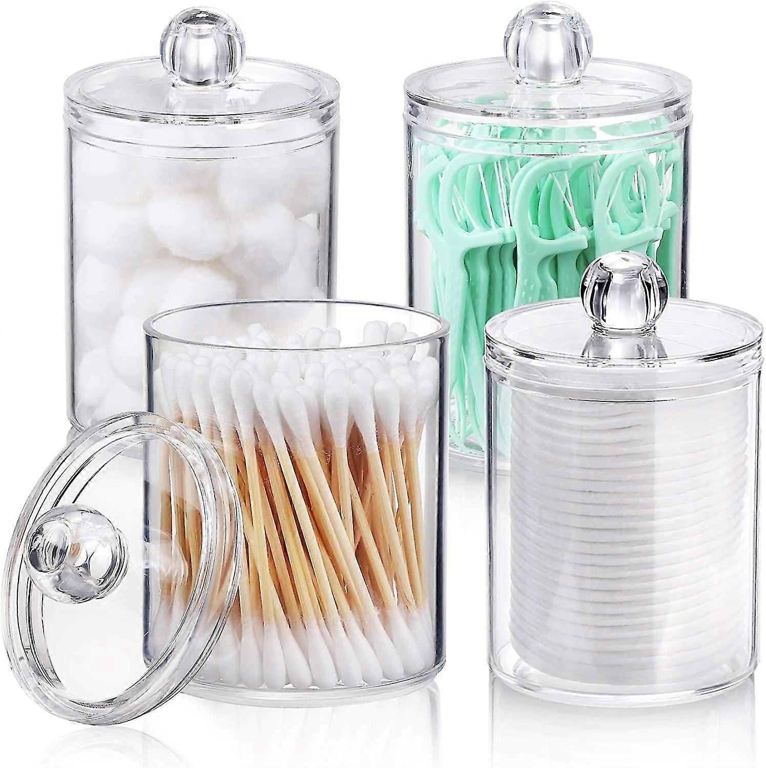 4 Pack Qtip Holder Dispenser For Cotton Ball, Cotton Swab, Cotton Round Pads, Floss