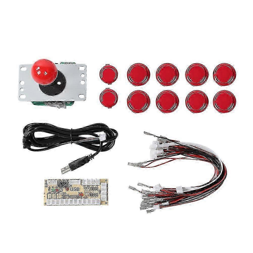 CY-822A DIY Arcade Game Button and Joystick Single Rocker Set compatible with Raspberry Pi PC Game MachineRed-YM