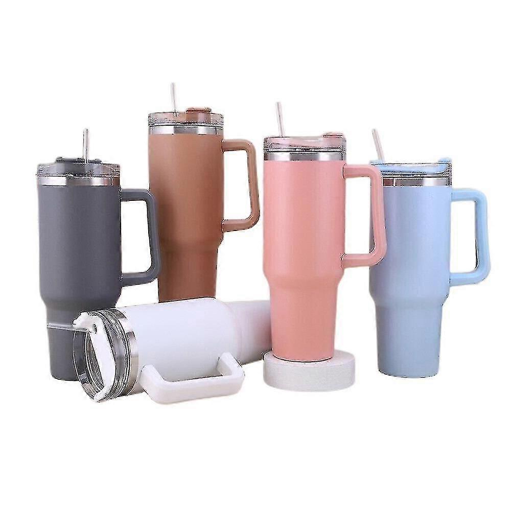 40 Oz Tumbler Straw Lid Insulated Stainless Steel Water Bottle Coffee Mug Travel