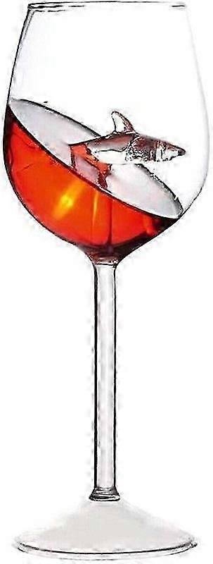 Wine Glass, Whiskey Glasses with Sharks Inside Stemmed Drinking Wine Goblet
