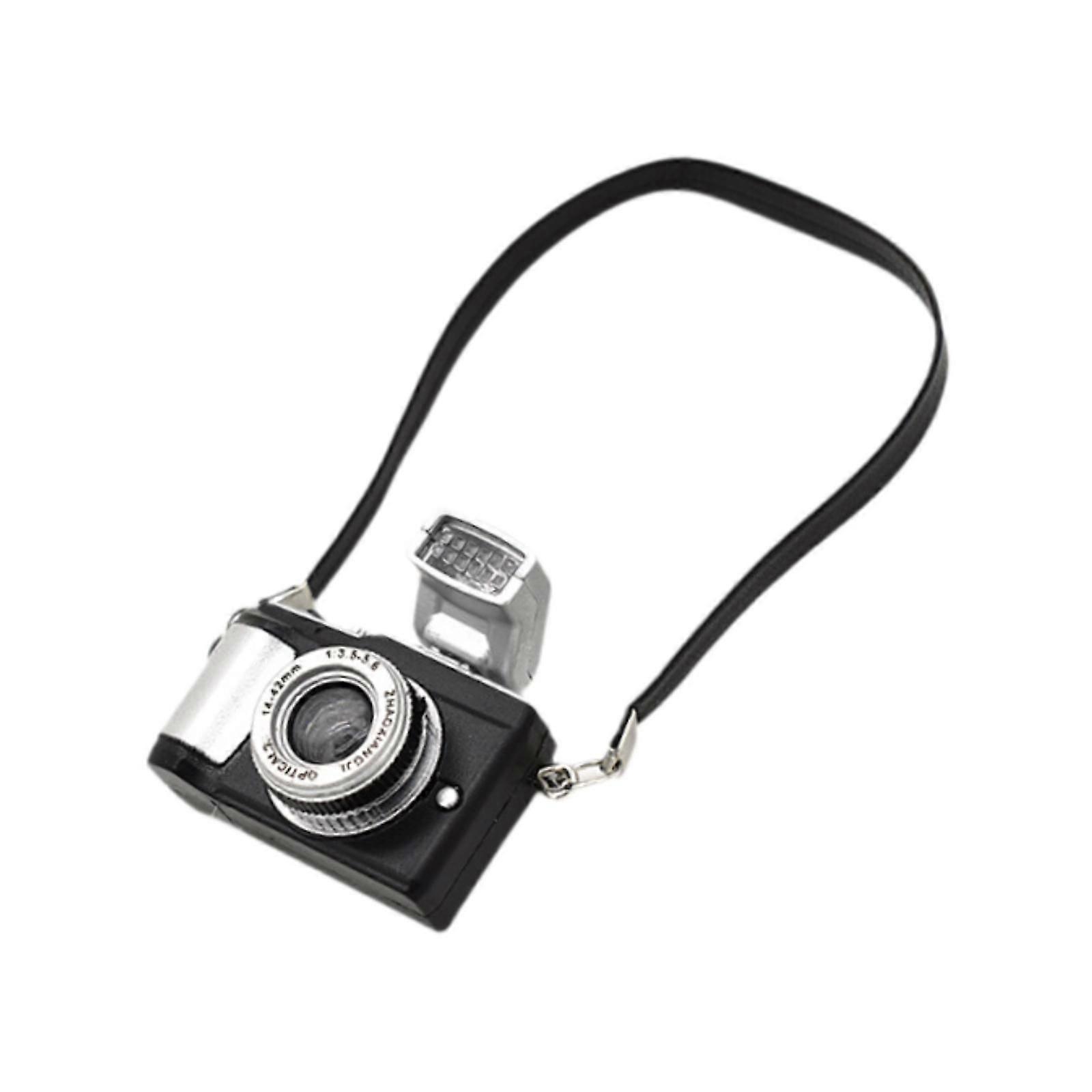 Mini docka kamera mode miniatyr kamera prydnad dekoration för 1/12 dockor svart