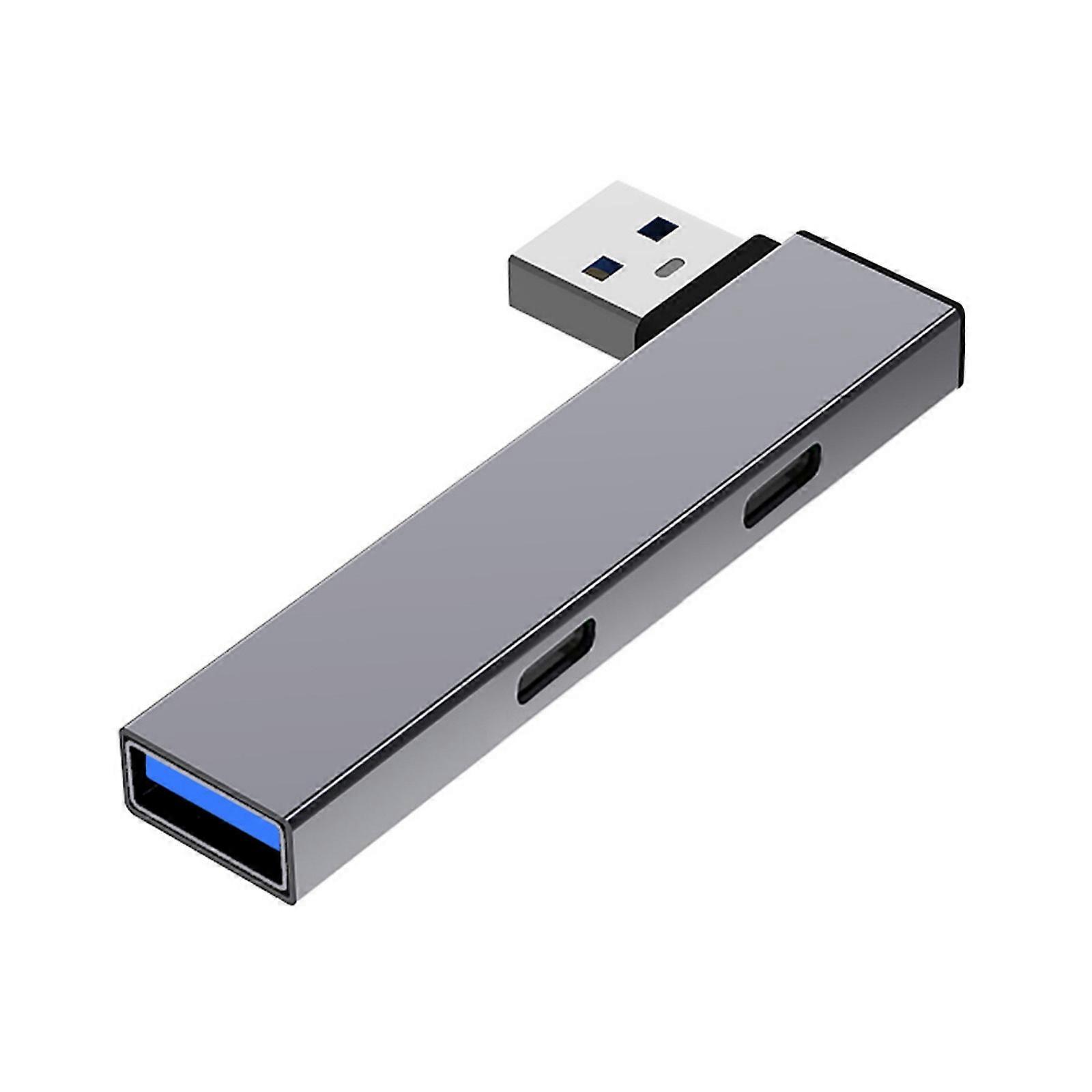 Alüminyum USB3.0 Hub USB Ayırıcı USB Genişletici USB'den 2Type C'ye ve Hızlı Veri İletimi için USB Bağlantı Noktası Genişletici Gri
