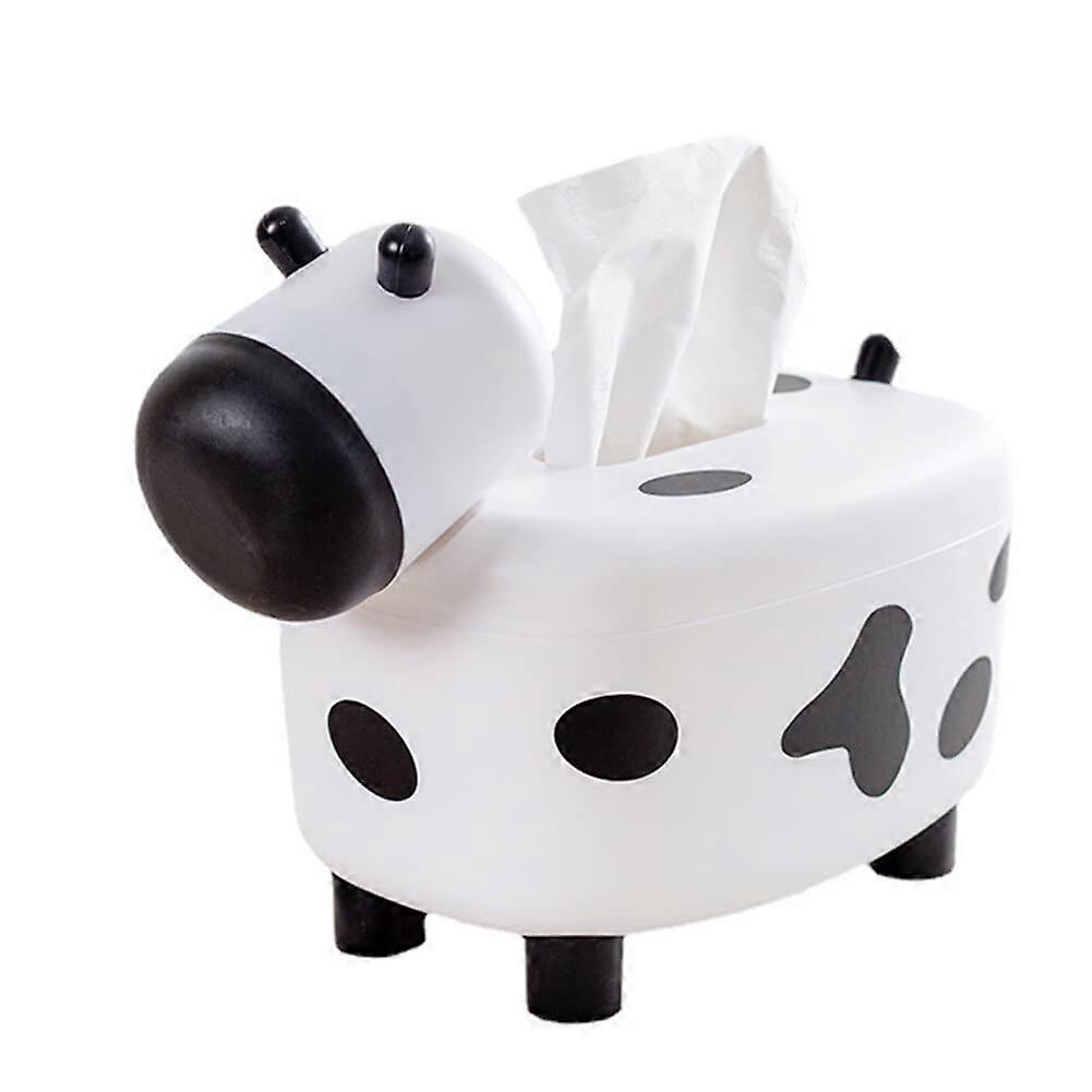 Cow Tissue Box Cover Holder - Cute Cow Shape Tissue Paper Dispenser for Desktop, Office, Home Decor, White and Black Design