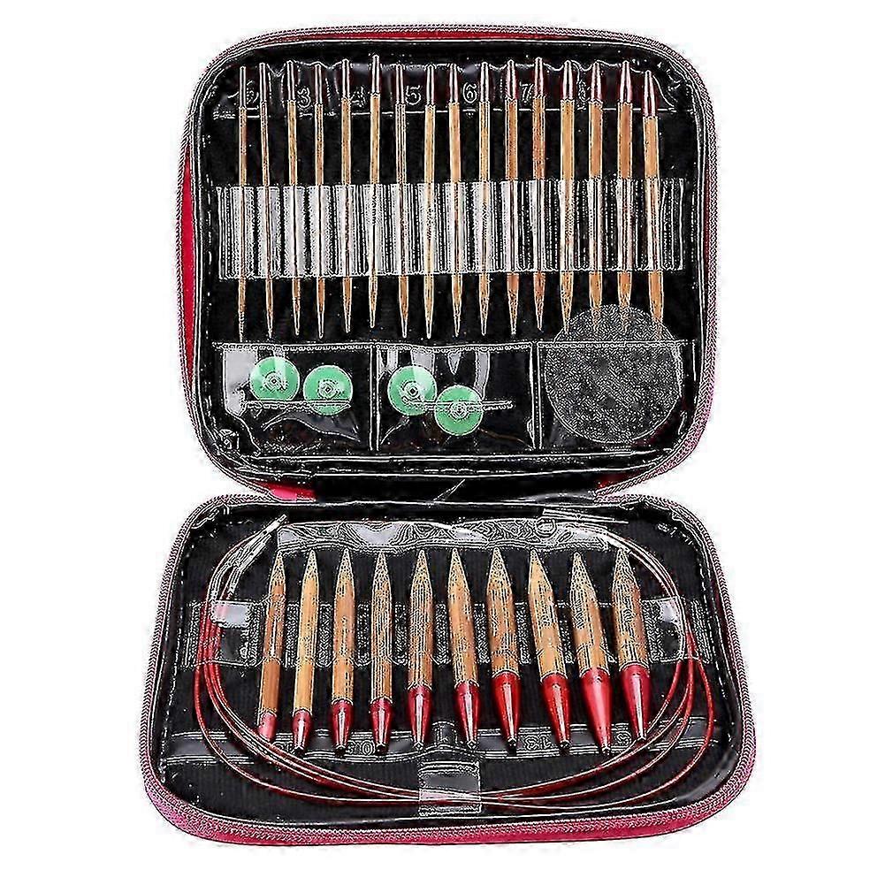 Interchangeable carbonized bamboo needles set aluminum circular knitting needles ring set